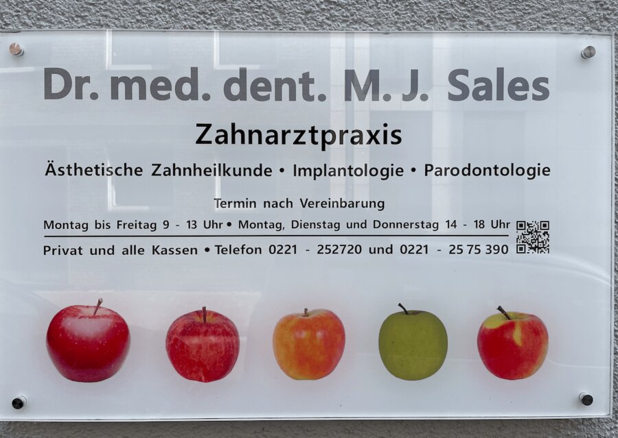 Zahnarzt Köln Zentrum Dr. Sales - Praxisschild